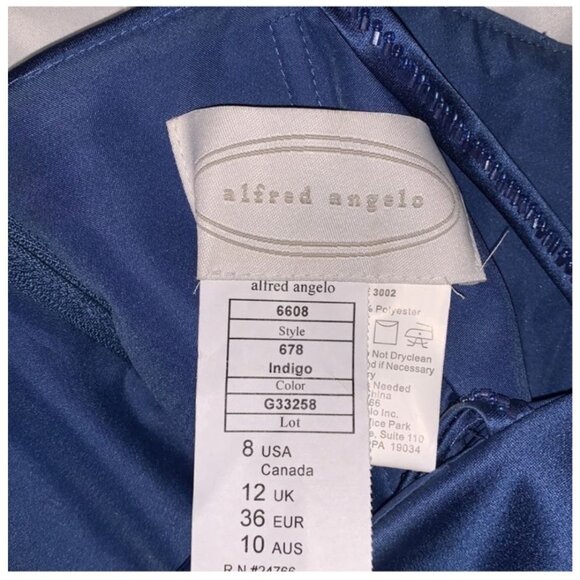 Alfred Angelo Strapless Indigo Two-Piece Dress Size 8 Satin & Tulle - Picture 4 of 13